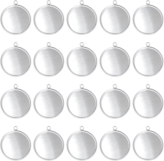 Resin Crafts - 20 sztuk okrągłych bazy z nierdzewnej