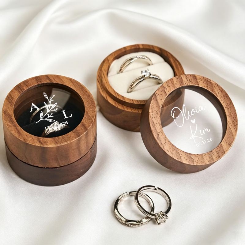 Wood Ring Blank - Personalizowane drewniane pudełko na obrączki ślubne,