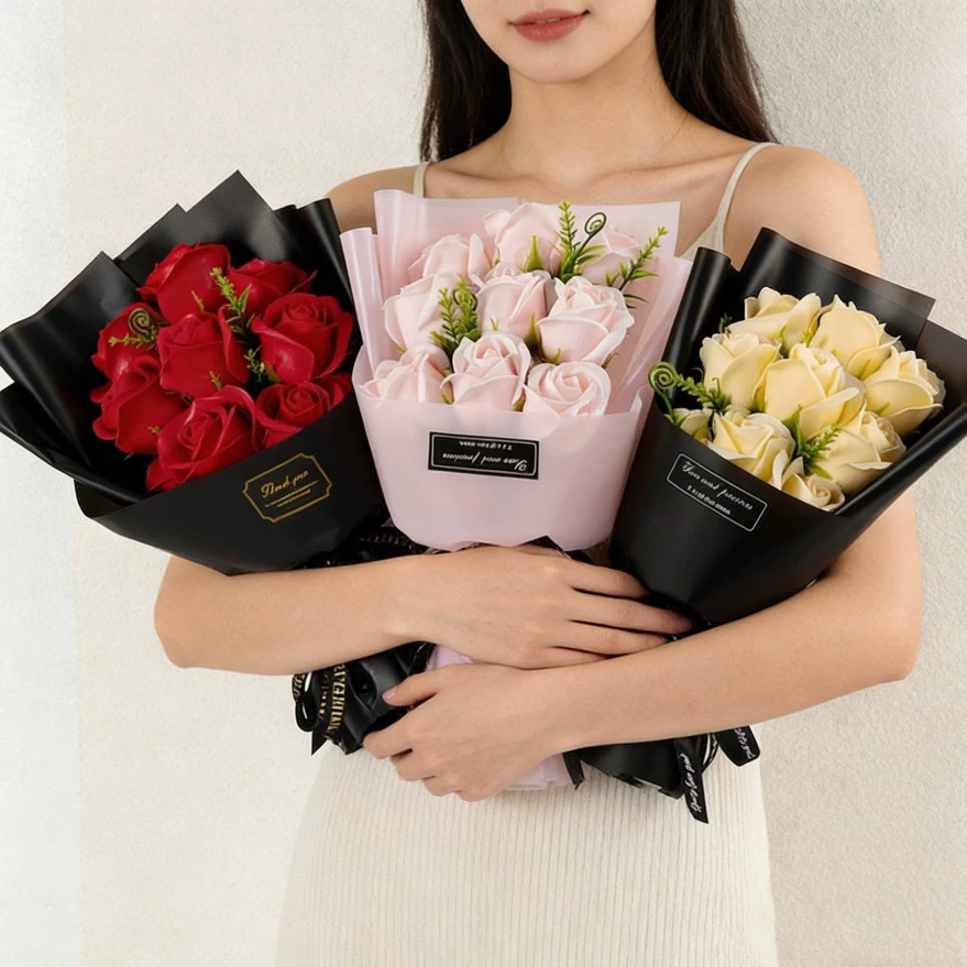 Dried Flower Bulk - Bukiet z 9 sztucznych róż z