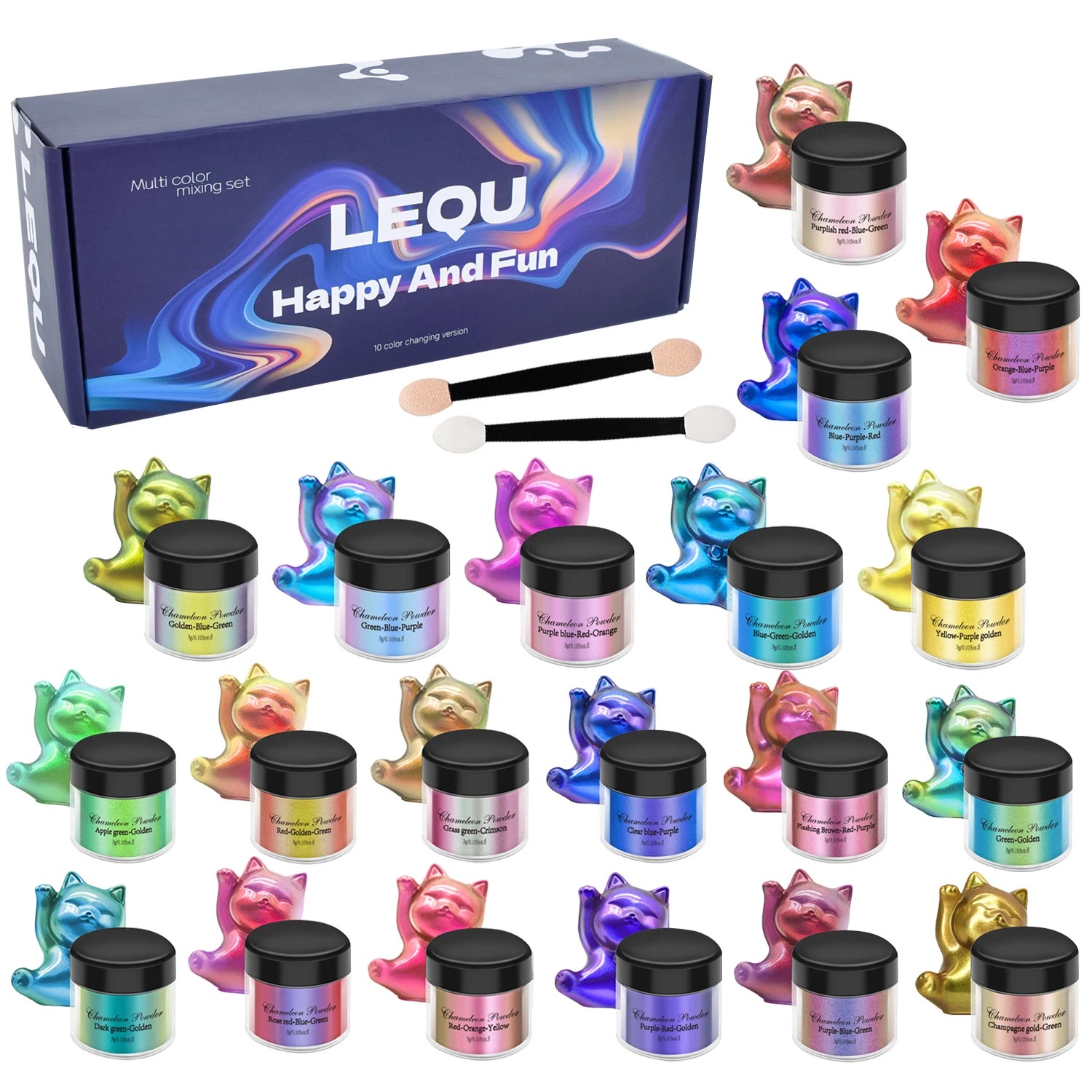 Resin Pigment Set - Zestaw różowego chromowanego pigmentu do paznokci