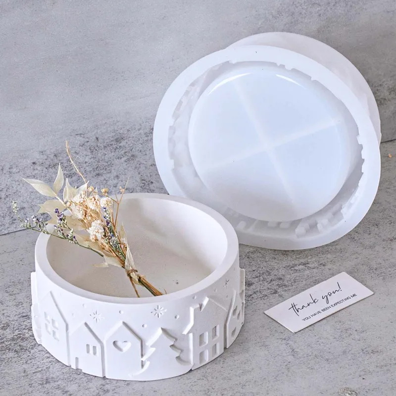 Coaster Mold Round - Forma silikonowa Relief House Bowl DIY,