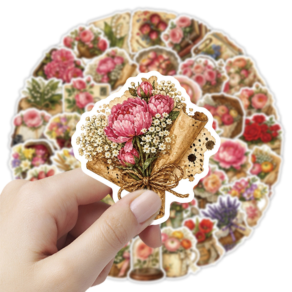 50 szt. Vintage Naklejki Kwiat – Dried Flower Bulk recenzja i cena